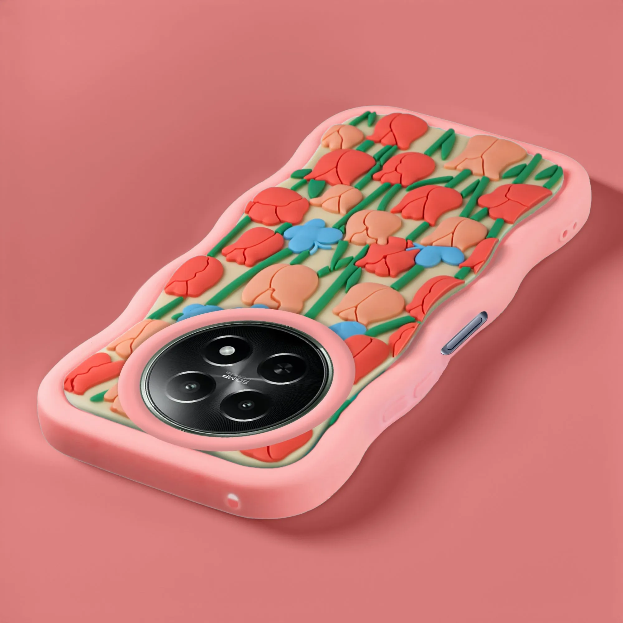 3D Silicone Soft Wave Edges Mobile Back Case For Realme 12 5G