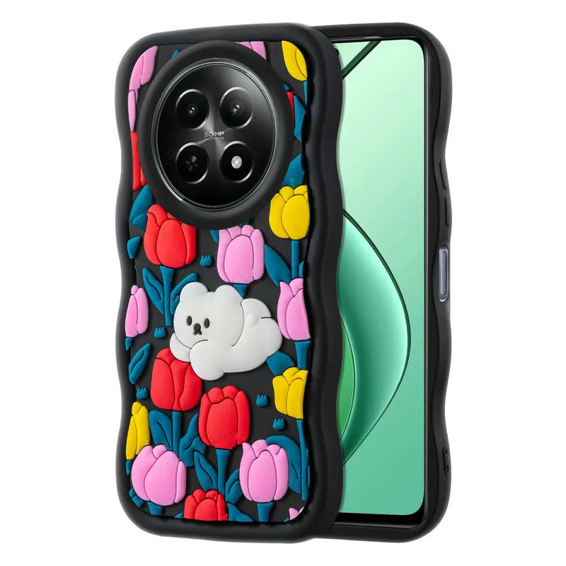 3D Silicone Soft Wave Edges Mobile Back Case For Realme 12 5G