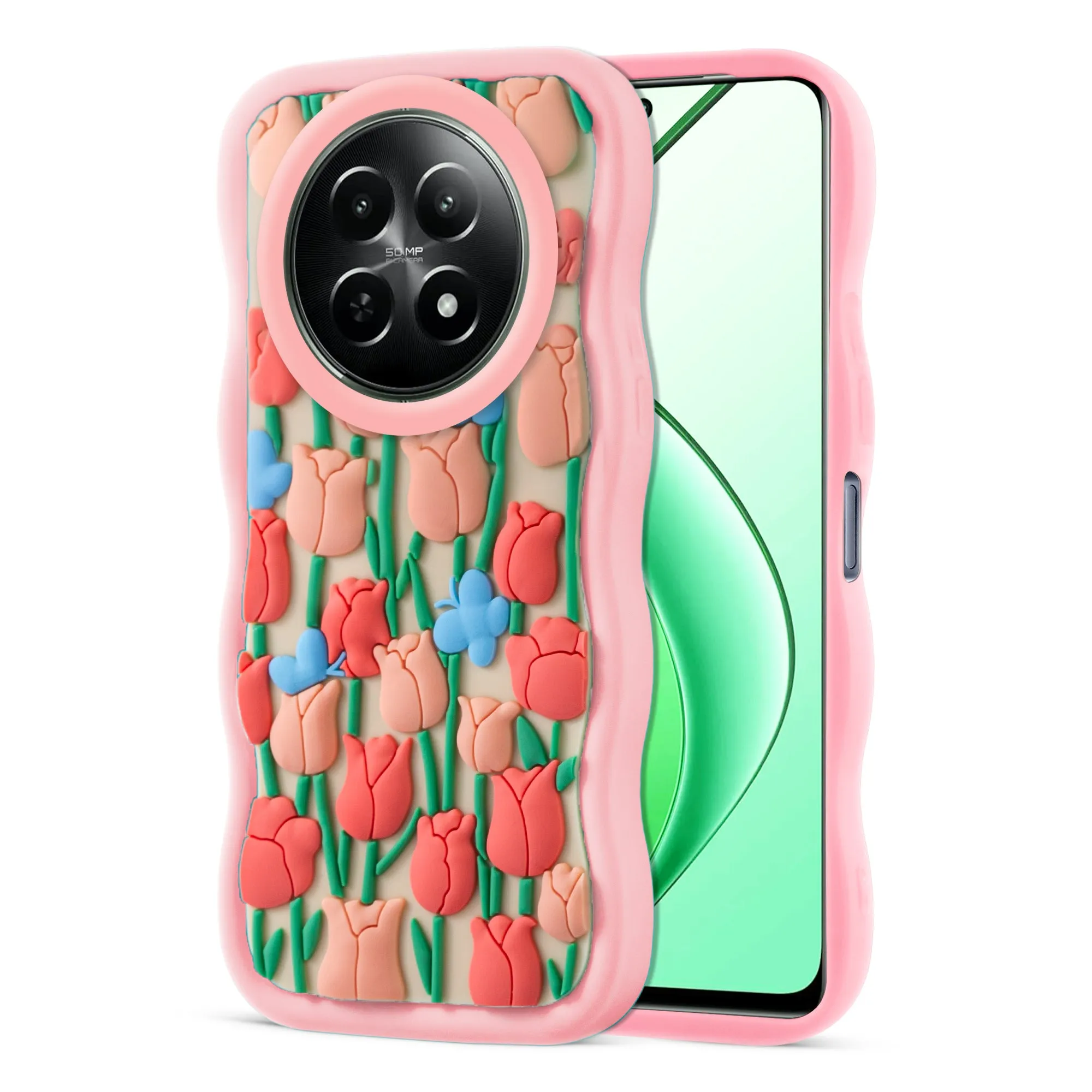 3D Silicone Soft Wave Edges Mobile Back Case For Realme 12 5G