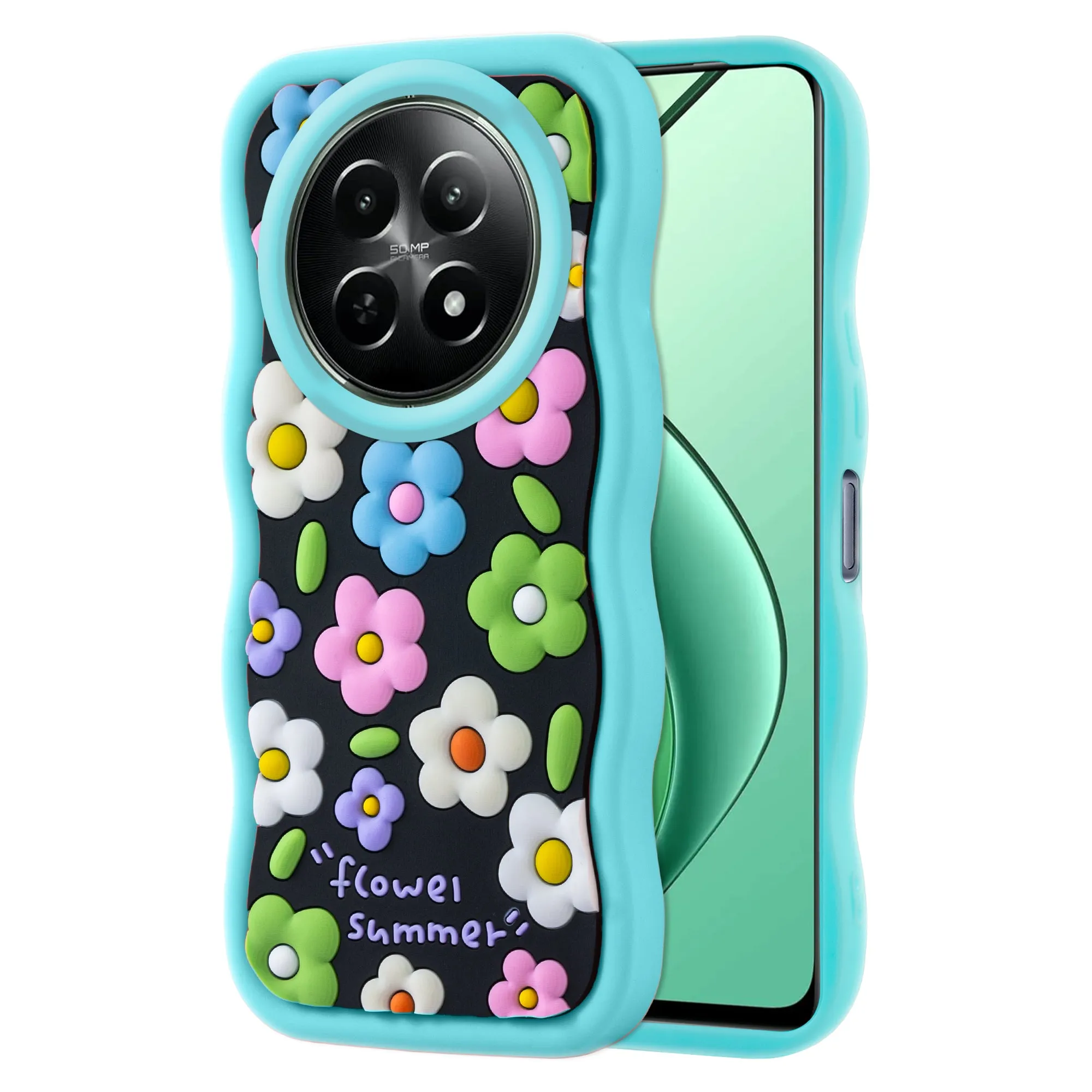 3D Silicone Soft Wave Edges Mobile Back Case For Realme 12 5G