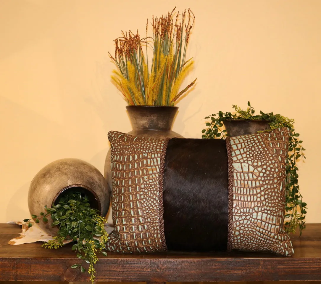 Alligator & Hair on Hide Accent Pillow