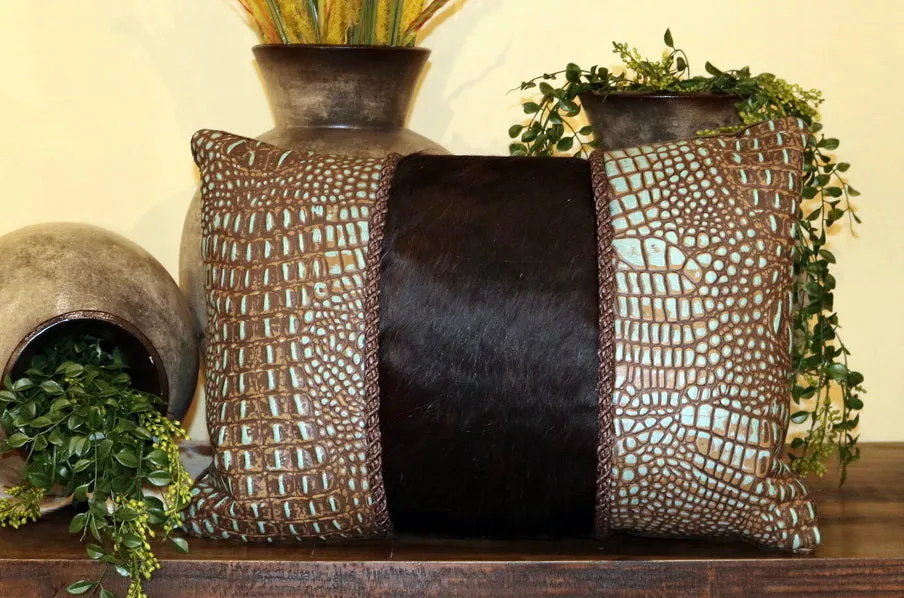 Alligator & Hair on Hide Accent Pillow