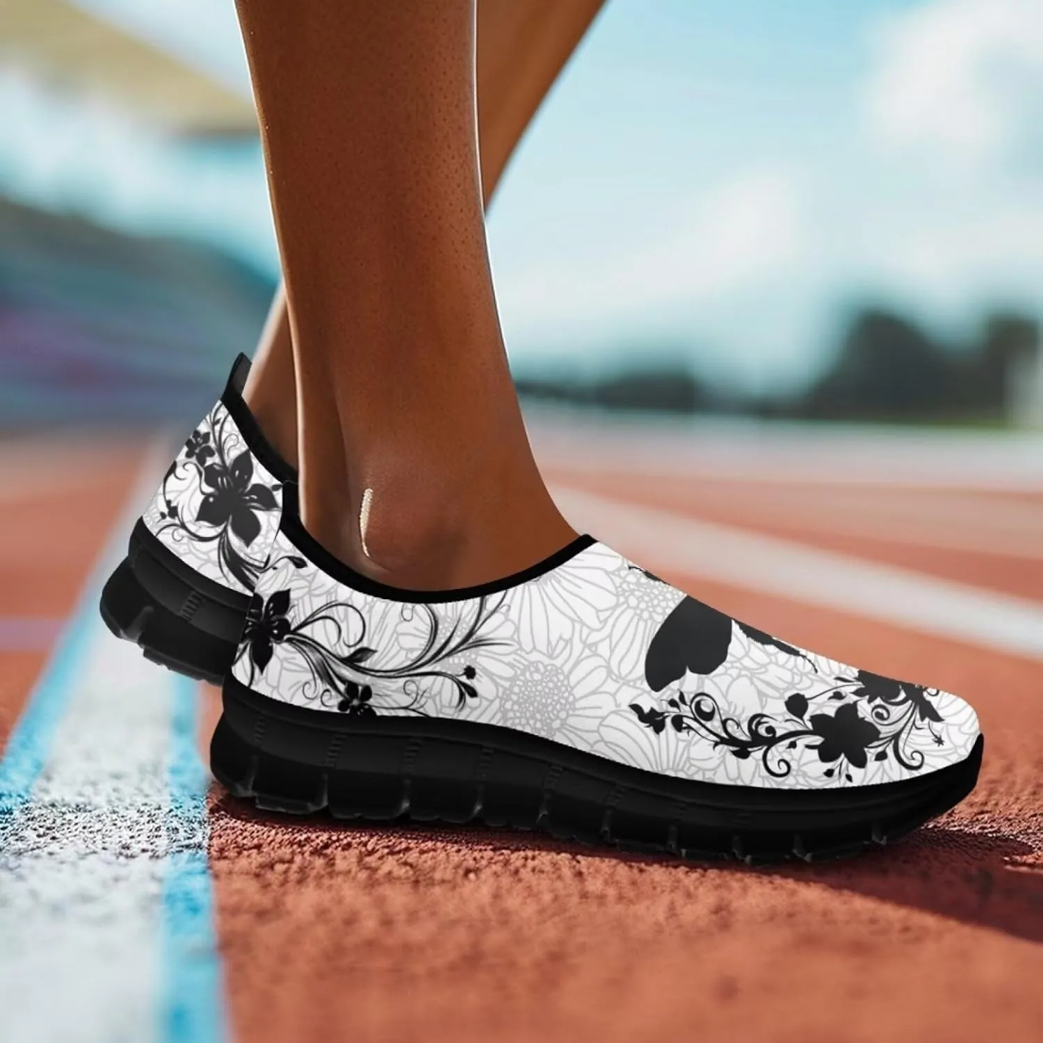 Animals Print Walking Shoes for Women Low Cut Lightweight Breathable Anti Slip Tennis Shoes