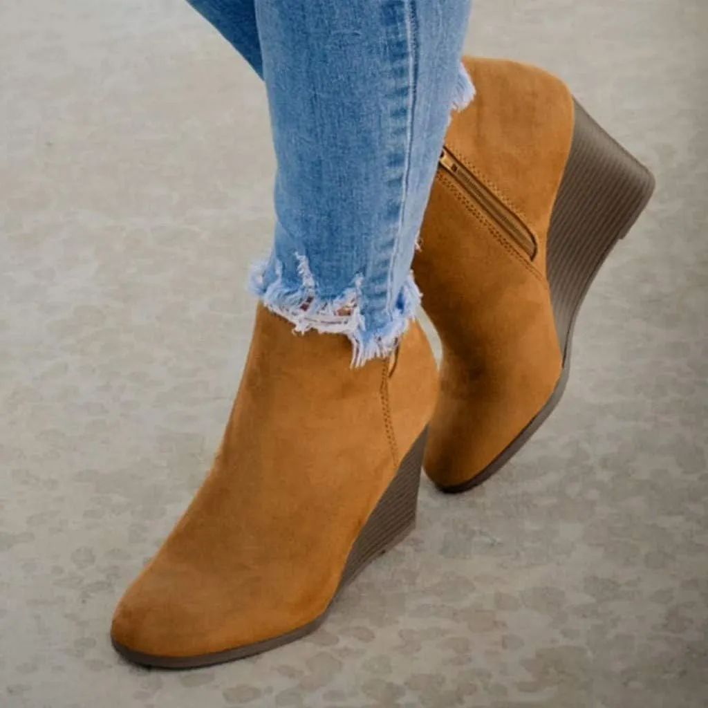Ankle Boots for Women 2024 Ladies Buckle Platform Wedge Shoes Fashion Lace Up Ankle Booties Booties with Zipper