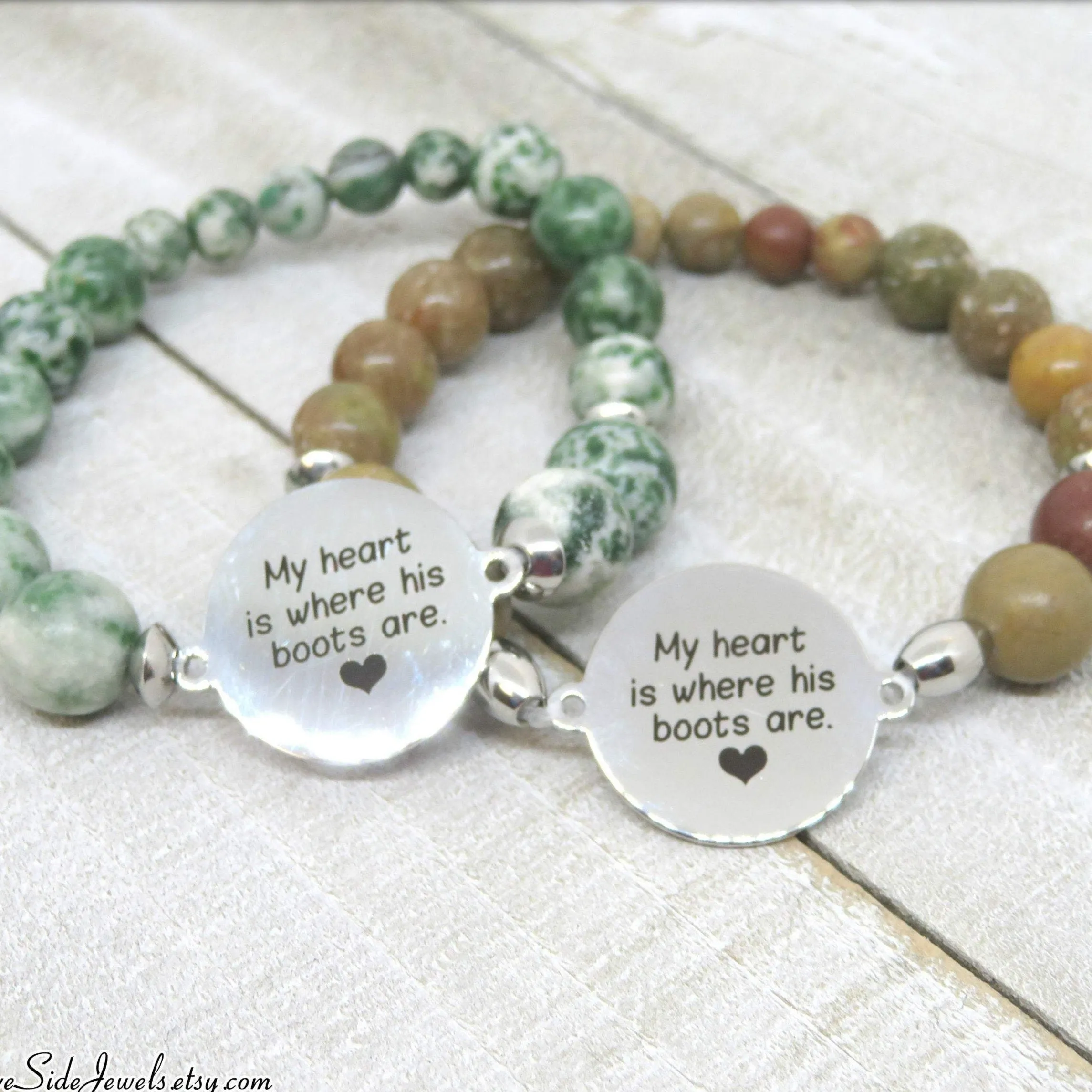 Army Mom My Heart is Where His Boots Are Bracelet