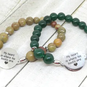 Army Mom My Heart is Where His Boots Are Bracelet