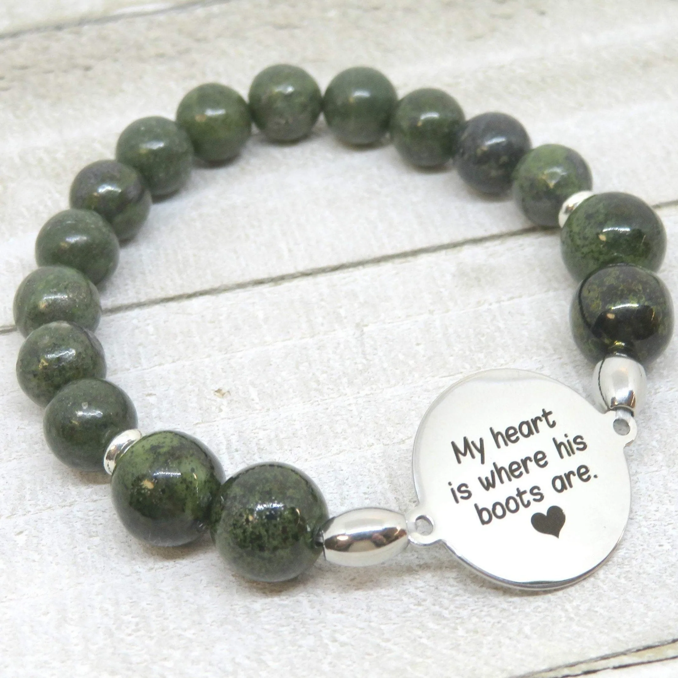 Army Mom My Heart is Where His Boots Are Bracelet