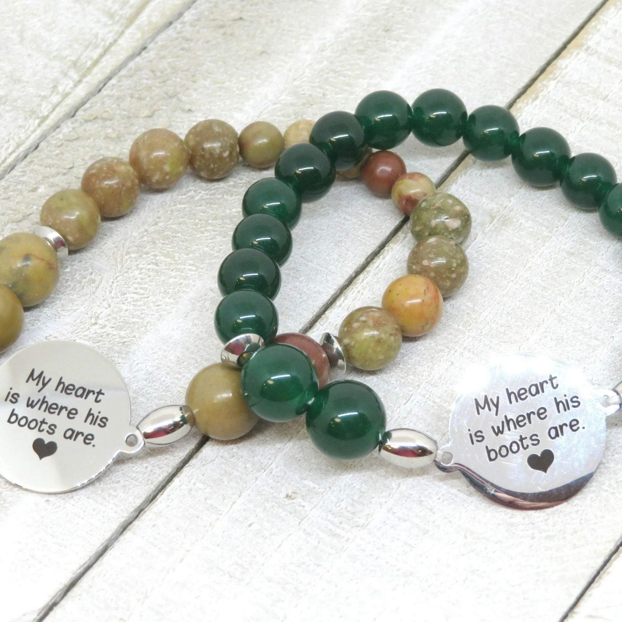 Army Mom My Heart is Where His Boots Are Bracelet