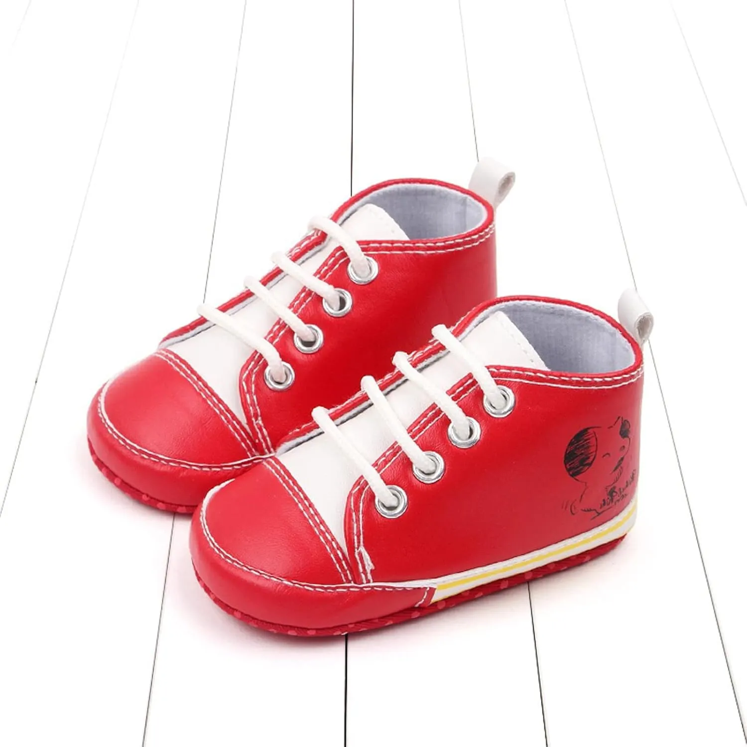 Baby Boys Girls Star High Top Sneaker Soft Anti-Slip Sole Newborn Lace Up First alkers Canvas Denim Shoes
