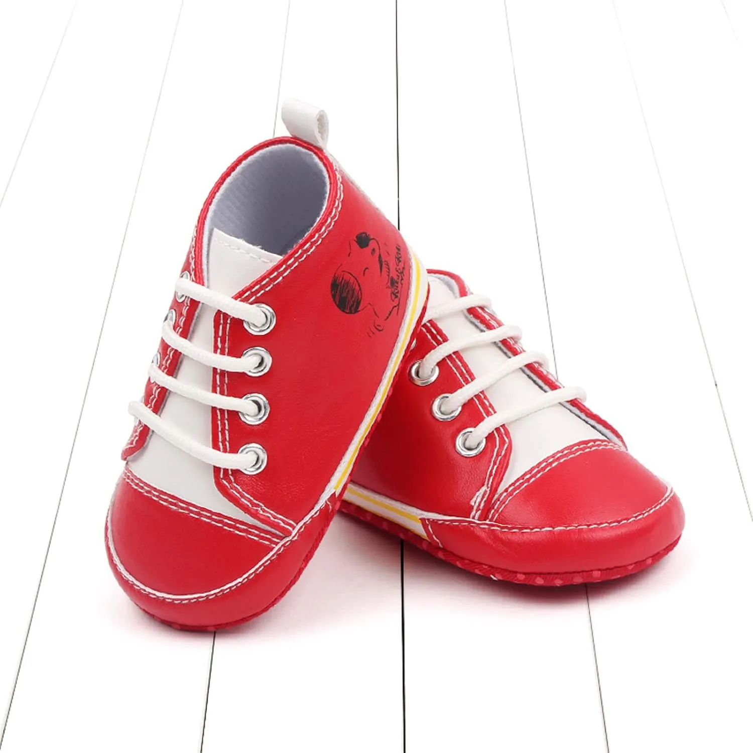 Baby Boys Girls Star High Top Sneaker Soft Anti-Slip Sole Newborn Lace Up First alkers Canvas Denim Shoes