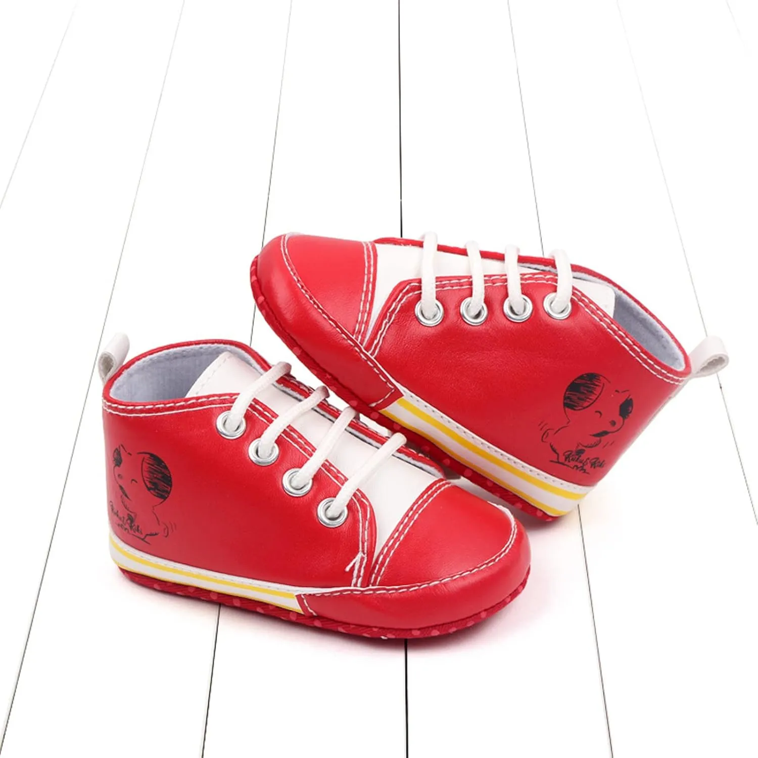 Baby Boys Girls Star High Top Sneaker Soft Anti-Slip Sole Newborn Lace Up First alkers Canvas Denim Shoes