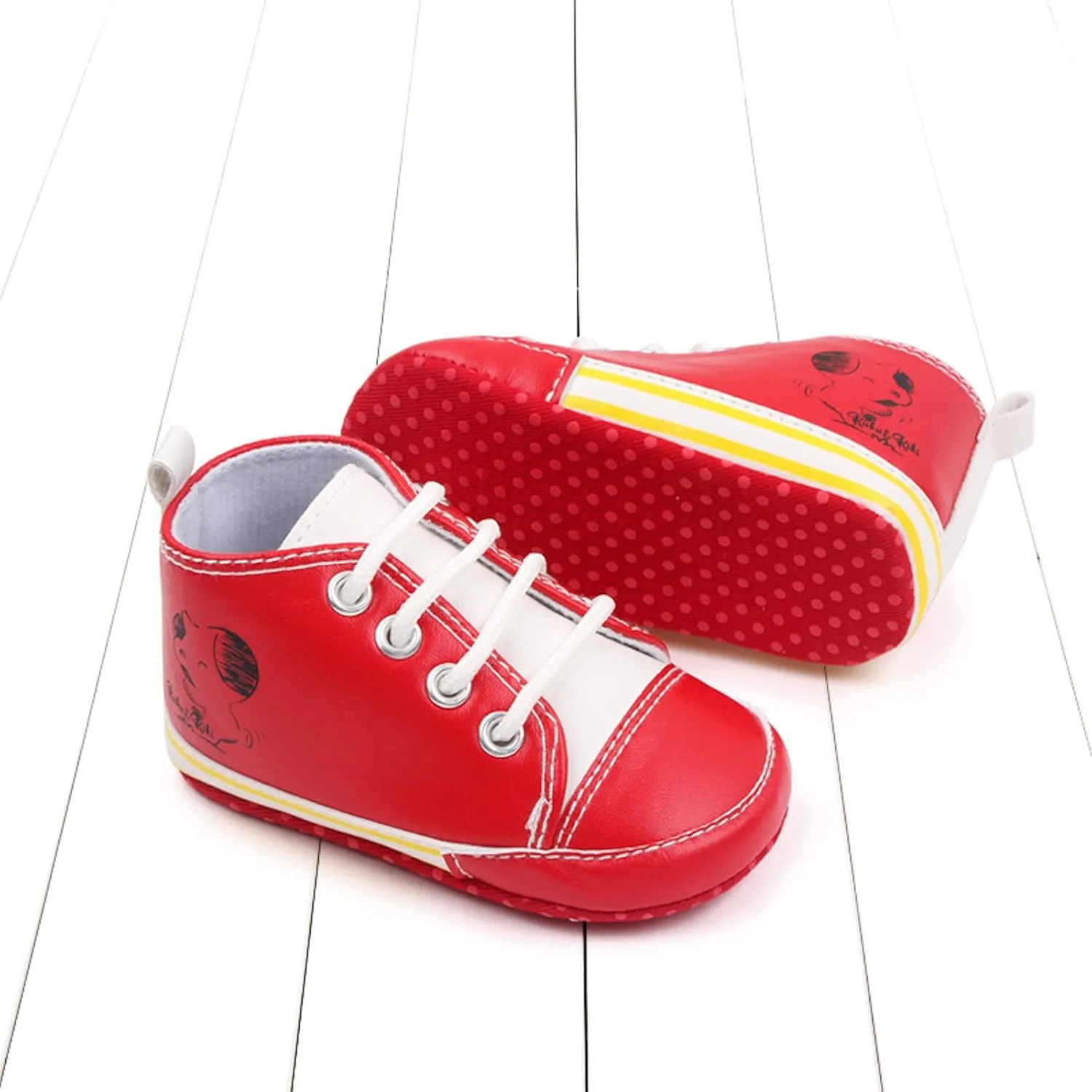 Baby Boys Girls Star High Top Sneaker Soft Anti-Slip Sole Newborn Lace Up First alkers Canvas Denim Shoes