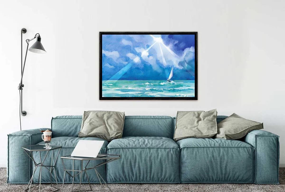 Boat on Stormy Sea Watercolour | Canvas Wall Art Print