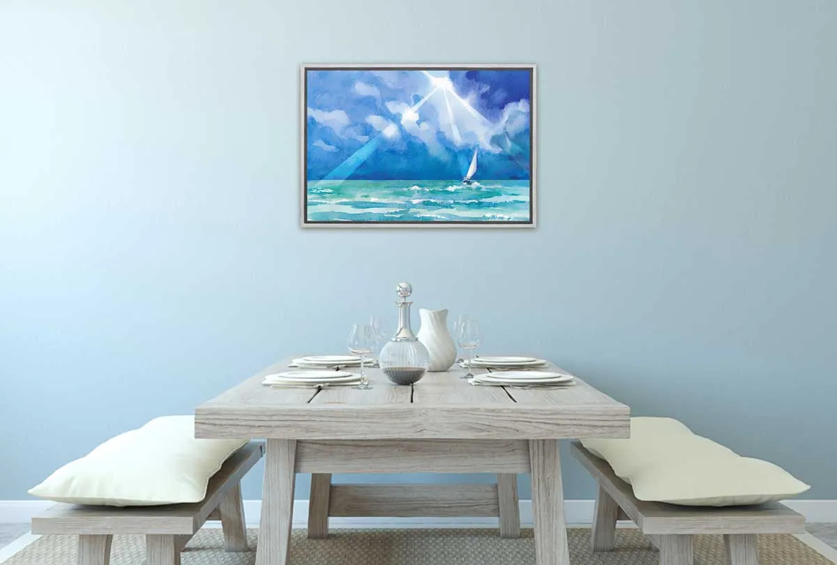 Boat on Stormy Sea Watercolour | Canvas Wall Art Print