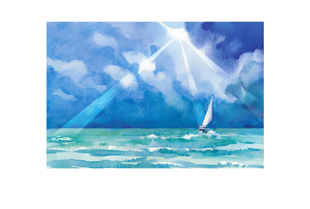 Boat on Stormy Sea Watercolour | Canvas Wall Art Print