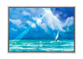 Boat on Stormy Sea Watercolour | Canvas Wall Art Print