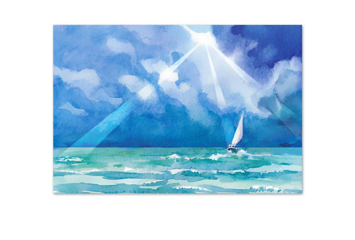 Boat on Stormy Sea Watercolour | Canvas Wall Art Print