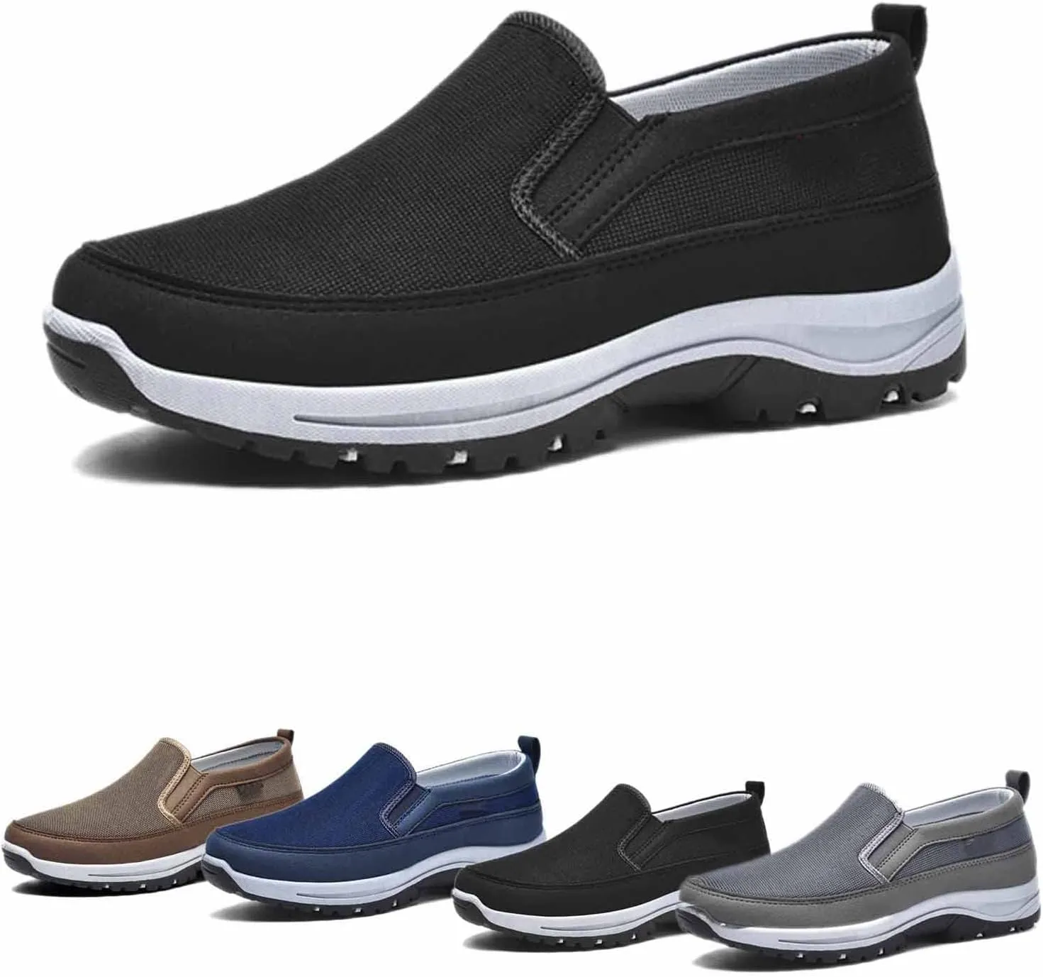 Breathable Orthopedic Travel Plimsolls, Men'S Arch Support Slip-On Canvas Loafers,Breathable Orthopedic Travel Plimsolls