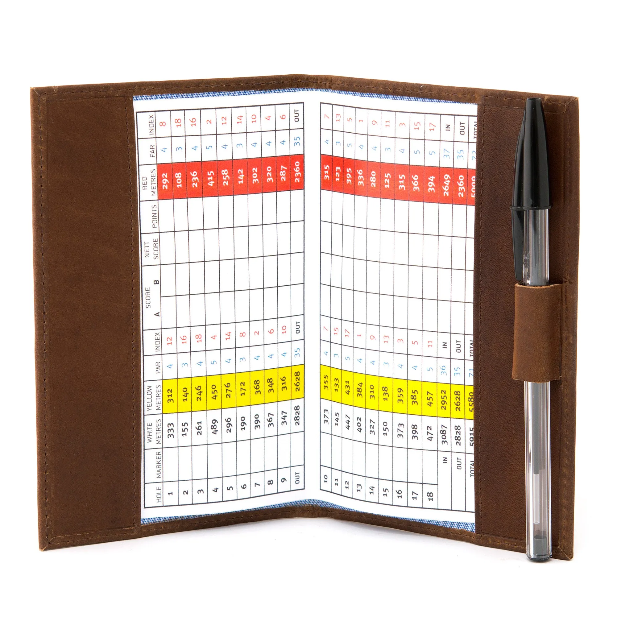 Brown Leather Golf Scorecard Holder by Gryphen