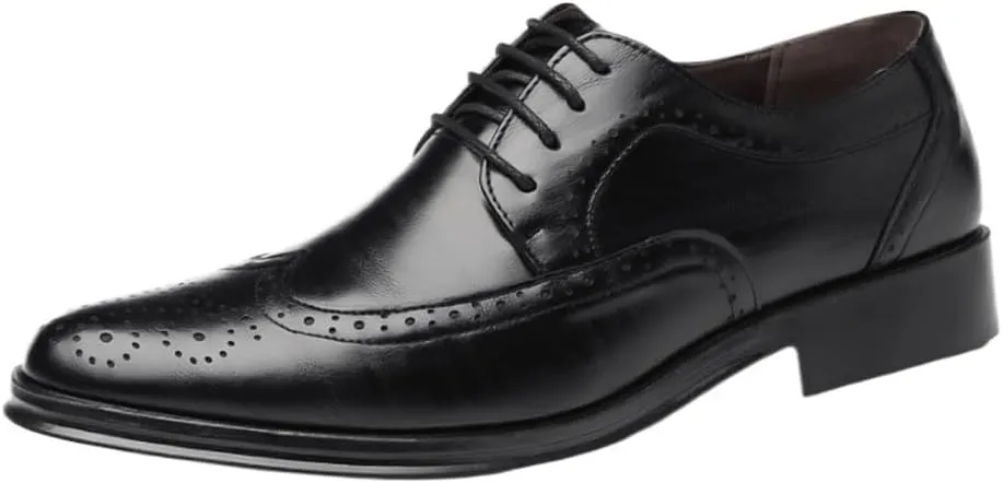 Casual Shoes for Men Leather Dress Oxford Shoes for Men PU Leather Brogue Dress Shoes Classic Business Formal Wedding Shoes Man Non-Slip Shoes Handcrafted Mens Oxford Shoes