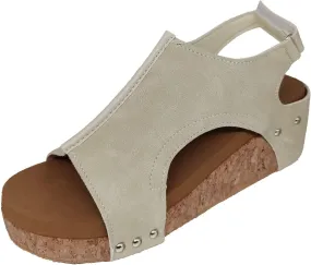 Cathalem Sandals Women Comfortable Platform Cork Wedges Espadrille Heel Strappy Leather Arch Support Sandals