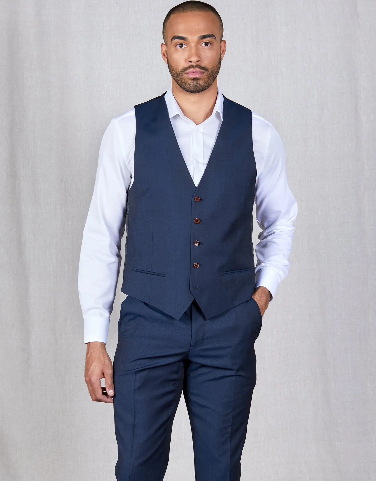 Churchill Blue Contrast Twill Waistcoat