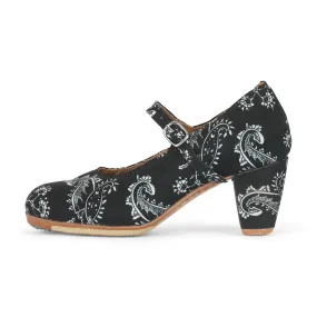 Danzarteb Women's Folklorico Shoes with Nails, Paliacate Fabric, 7cm Heel