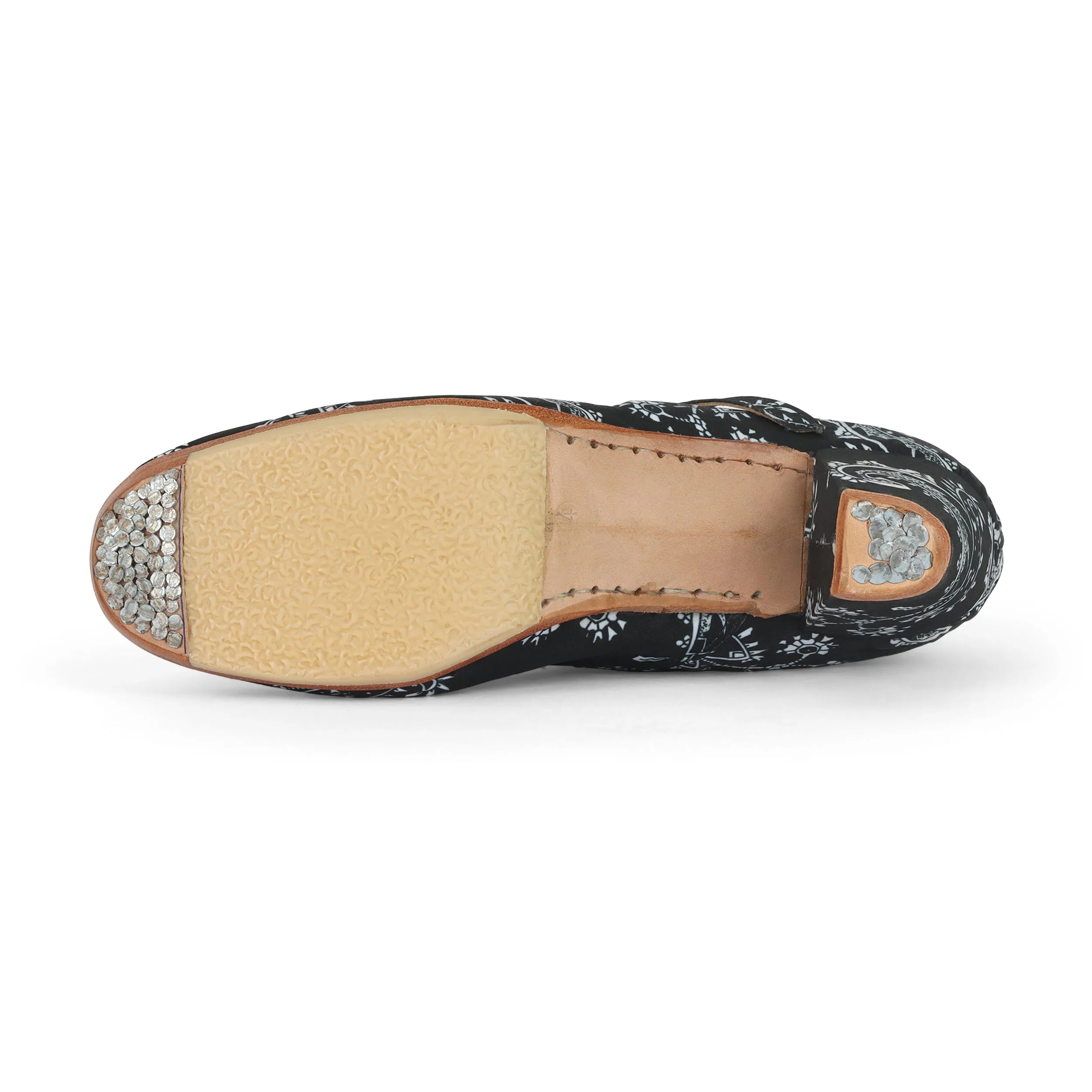 Danzarteb Women's Folklorico Shoes with Nails, Paliacate Fabric, 7cm Heel