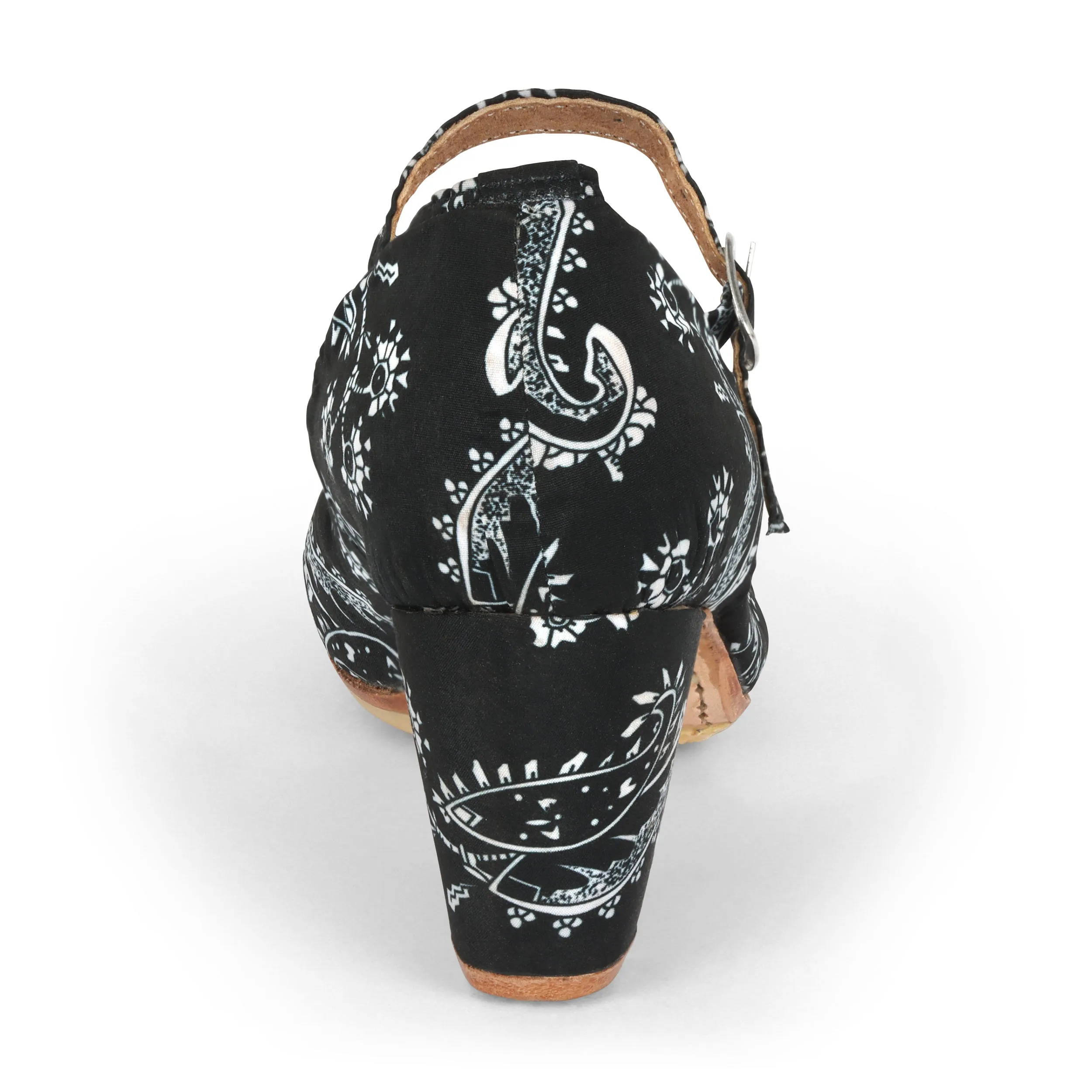 Danzarteb Women's Folklorico Shoes with Nails, Paliacate Fabric, 7cm Heel