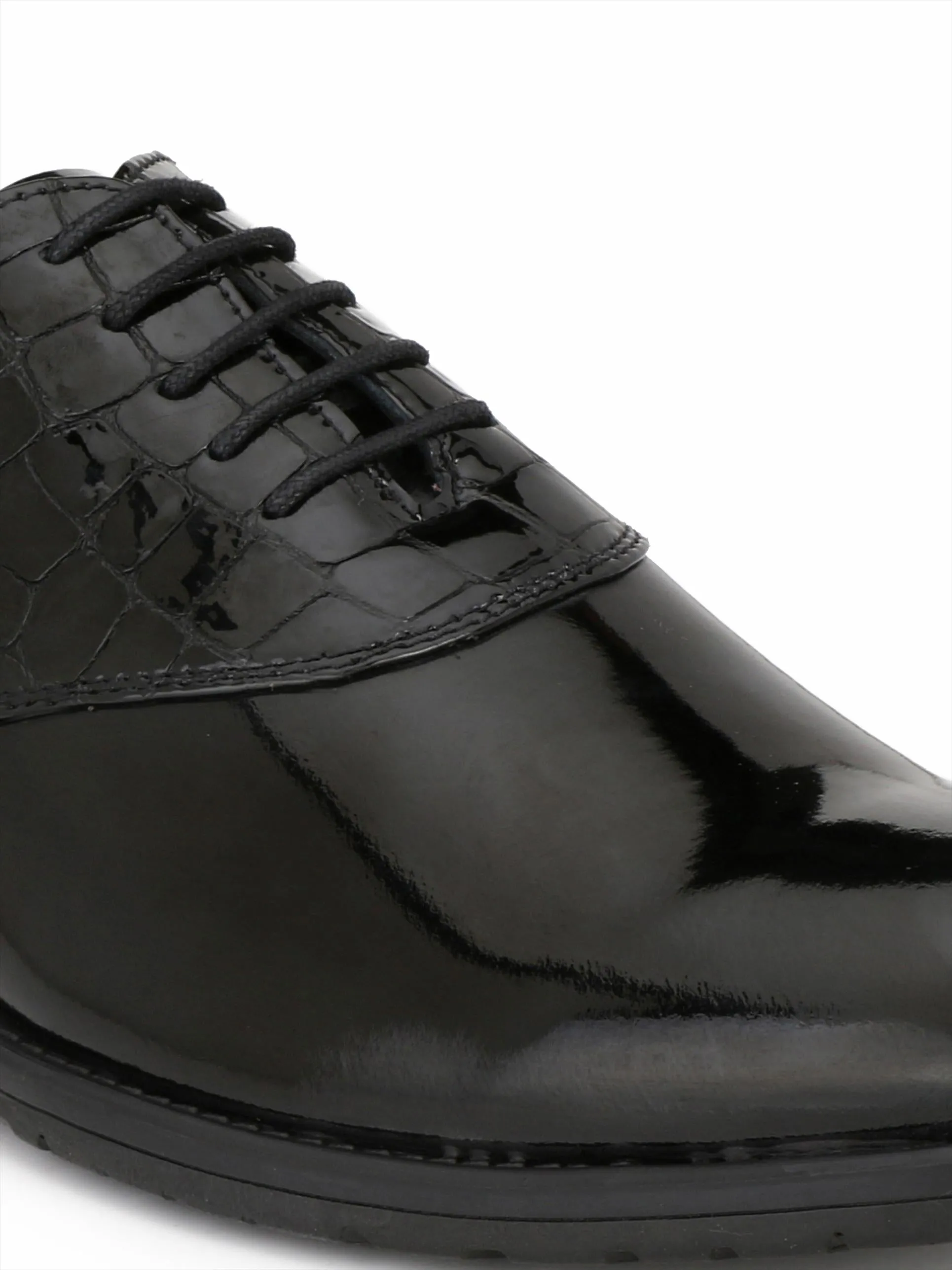 Hitz Men's Black Leather Lace up Formal Shoes