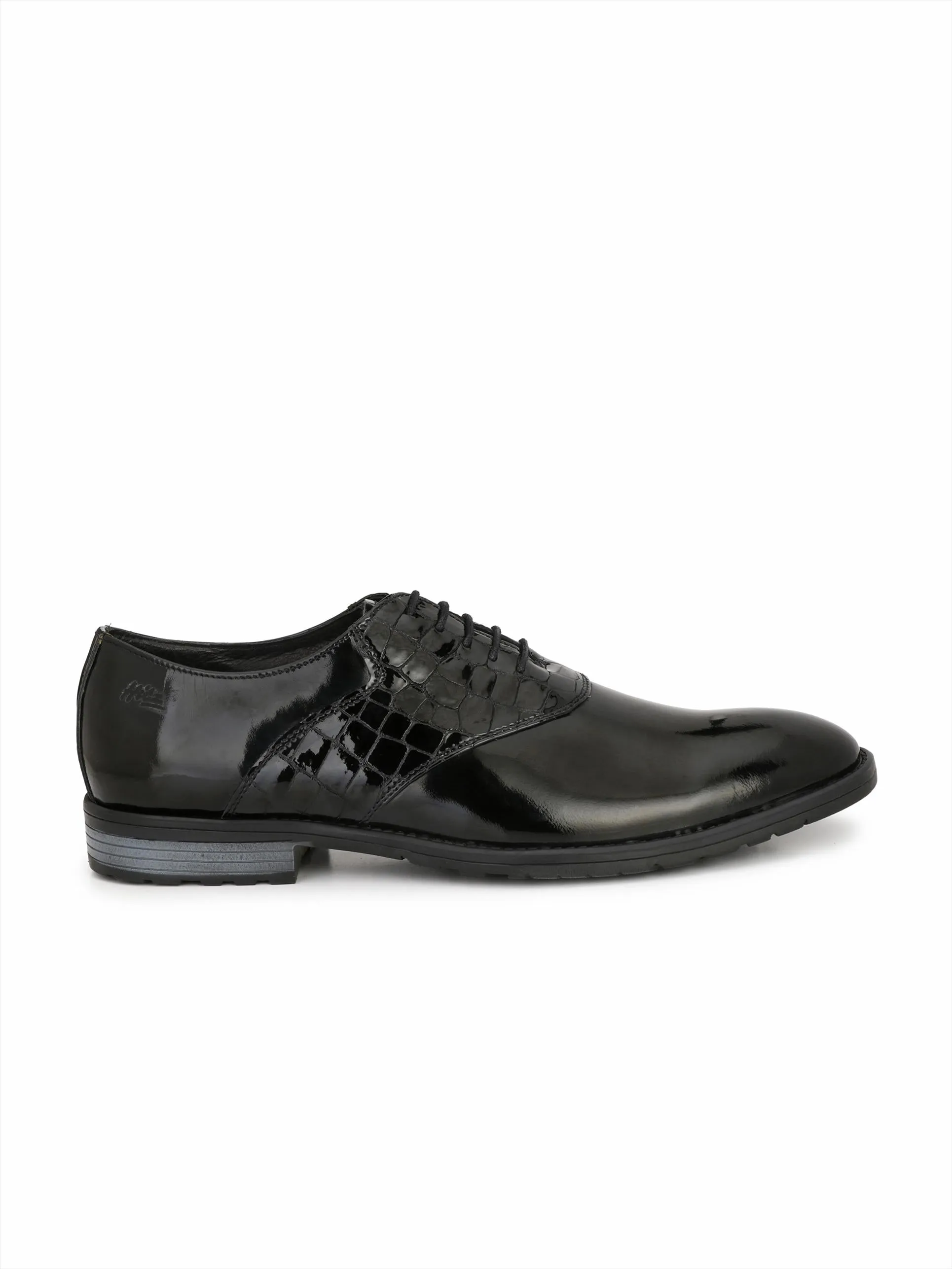 Hitz Men's Black Leather Lace up Formal Shoes