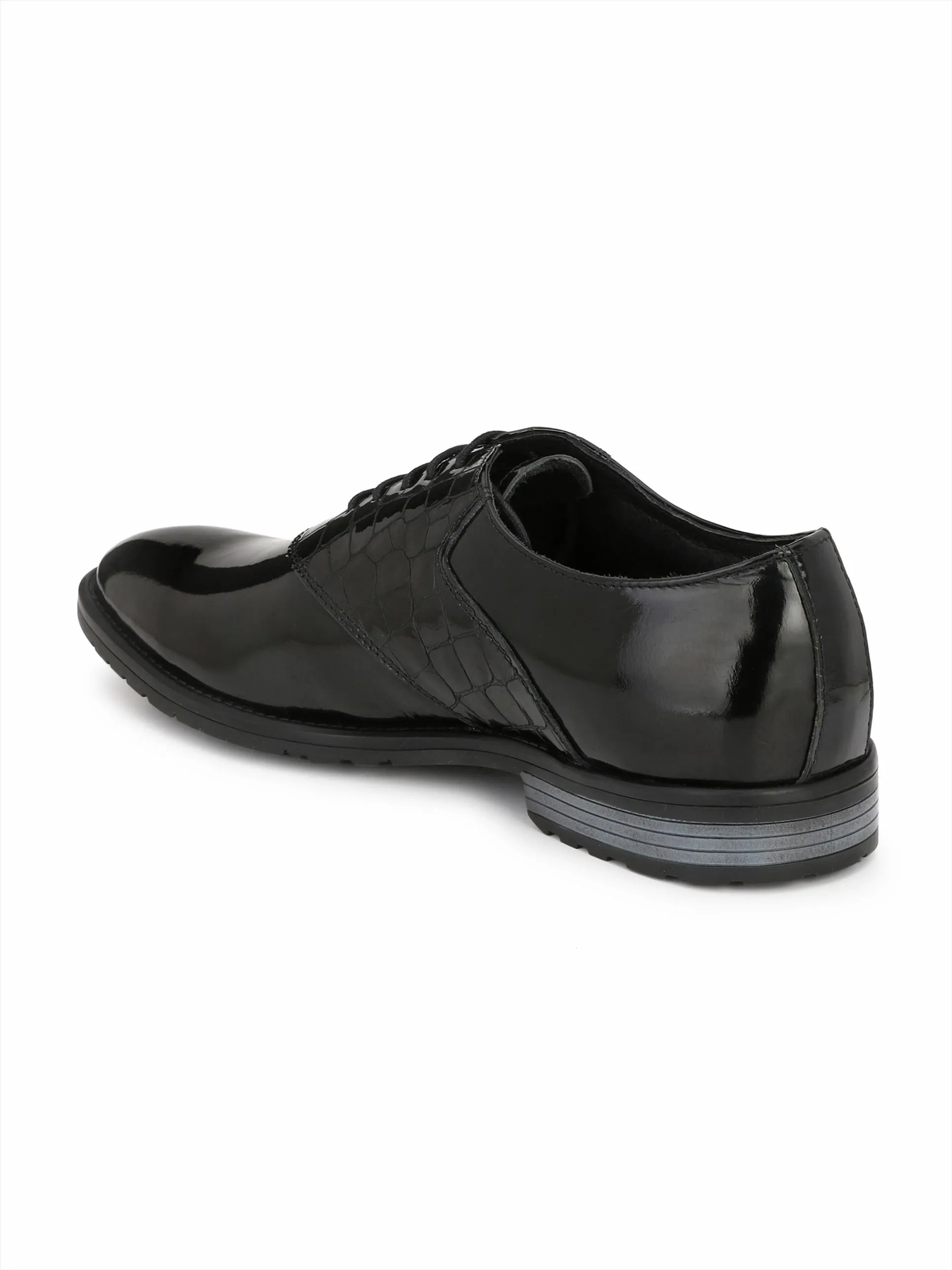 Hitz Men's Black Leather Lace up Formal Shoes