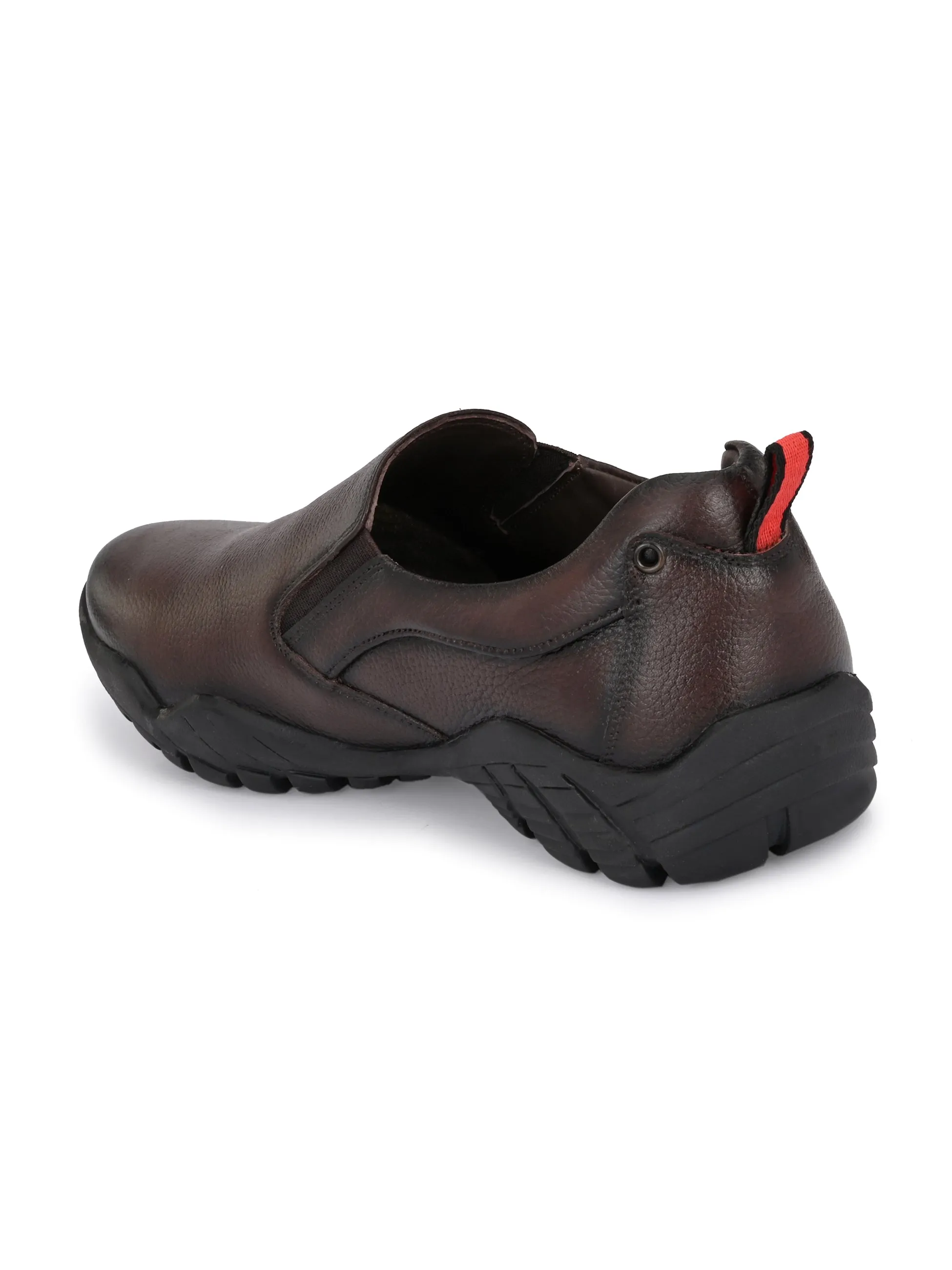 Hitz Men's Brown Leather Slip-On Formal Shoes