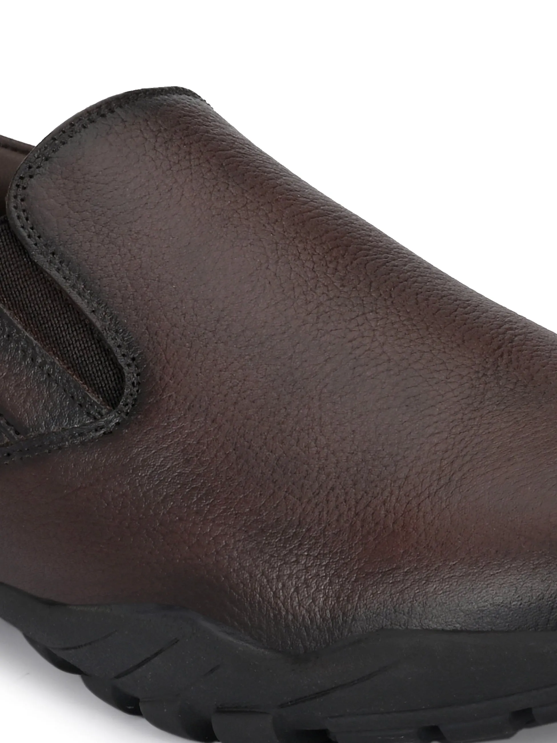 Hitz Men's Brown Leather Slip-On Formal Shoes