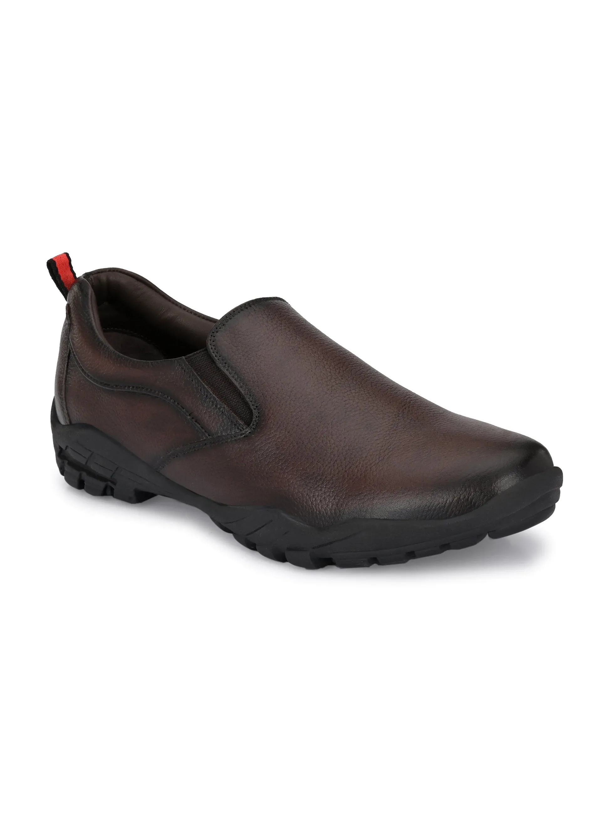 Hitz Men's Brown Leather Slip-On Formal Shoes