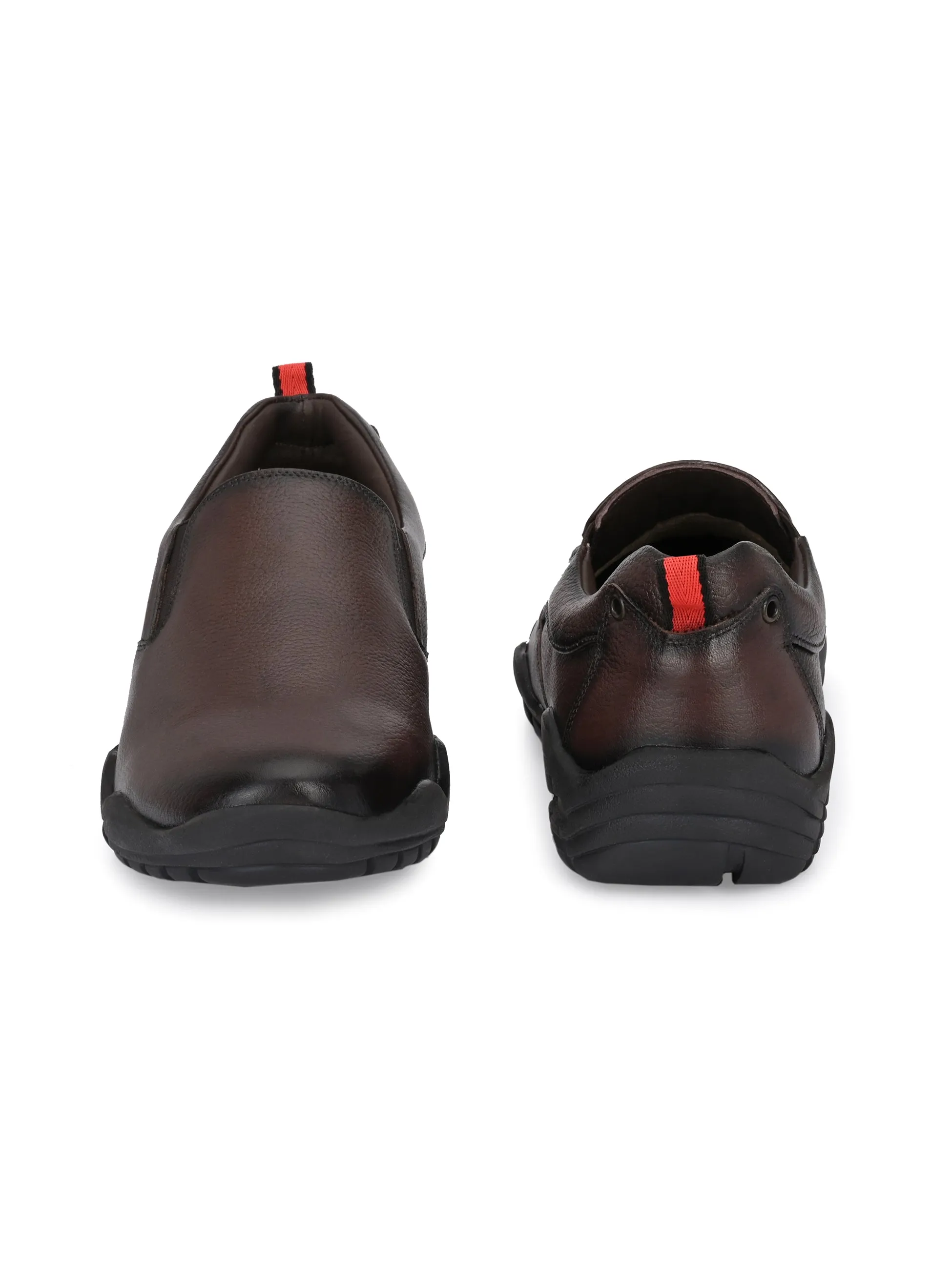 Hitz Men's Brown Leather Slip-On Formal Shoes