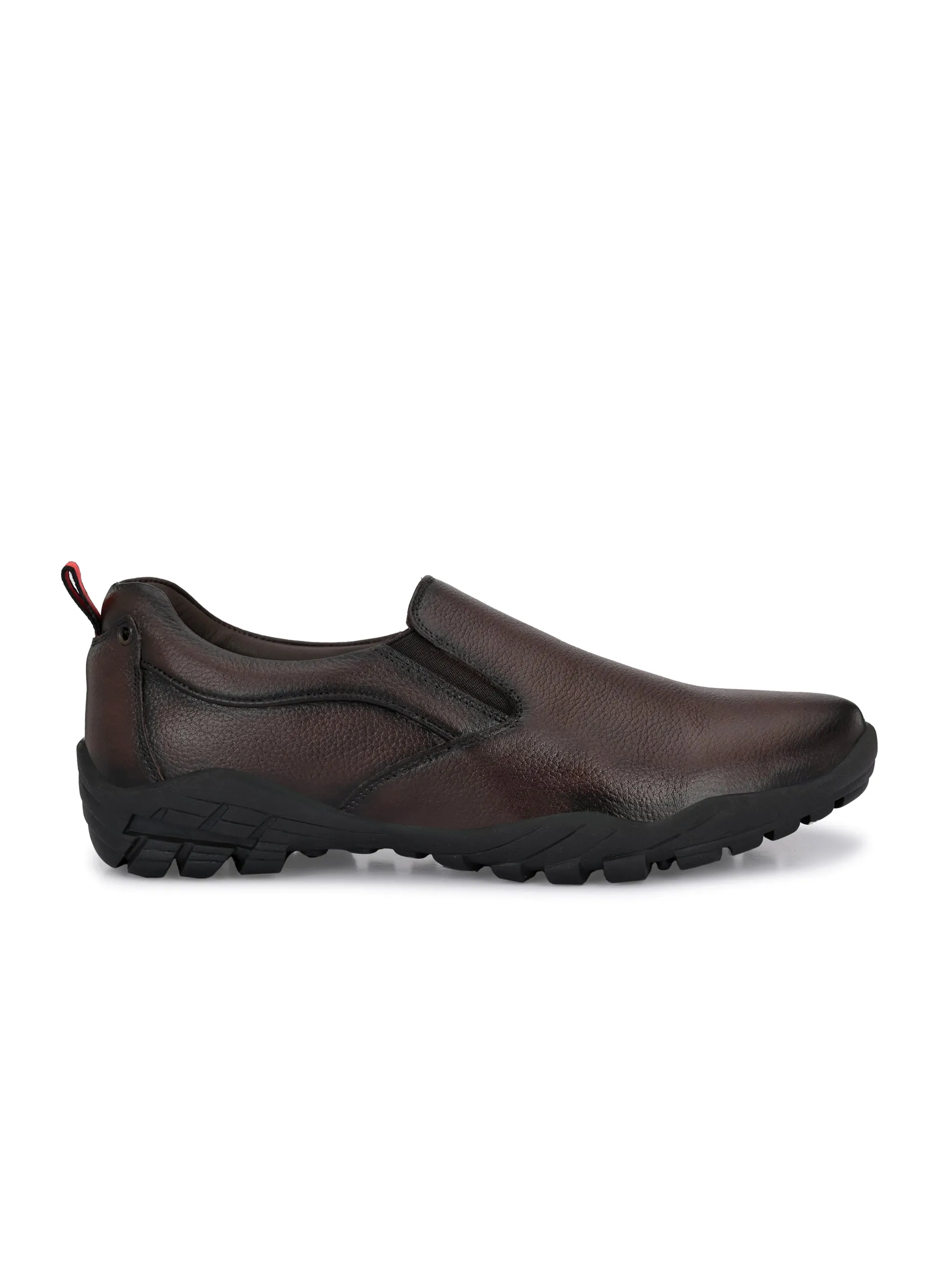 Hitz Men's Brown Leather Slip-On Formal Shoes