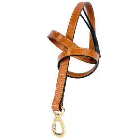 Italian Tan Leather Dog Leash in Gold