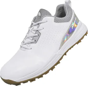 JiuQing Golf Shoes Mens Spikeless Professional Leather Golfing Trainers Outdoor Anti Slip Walking Shoes