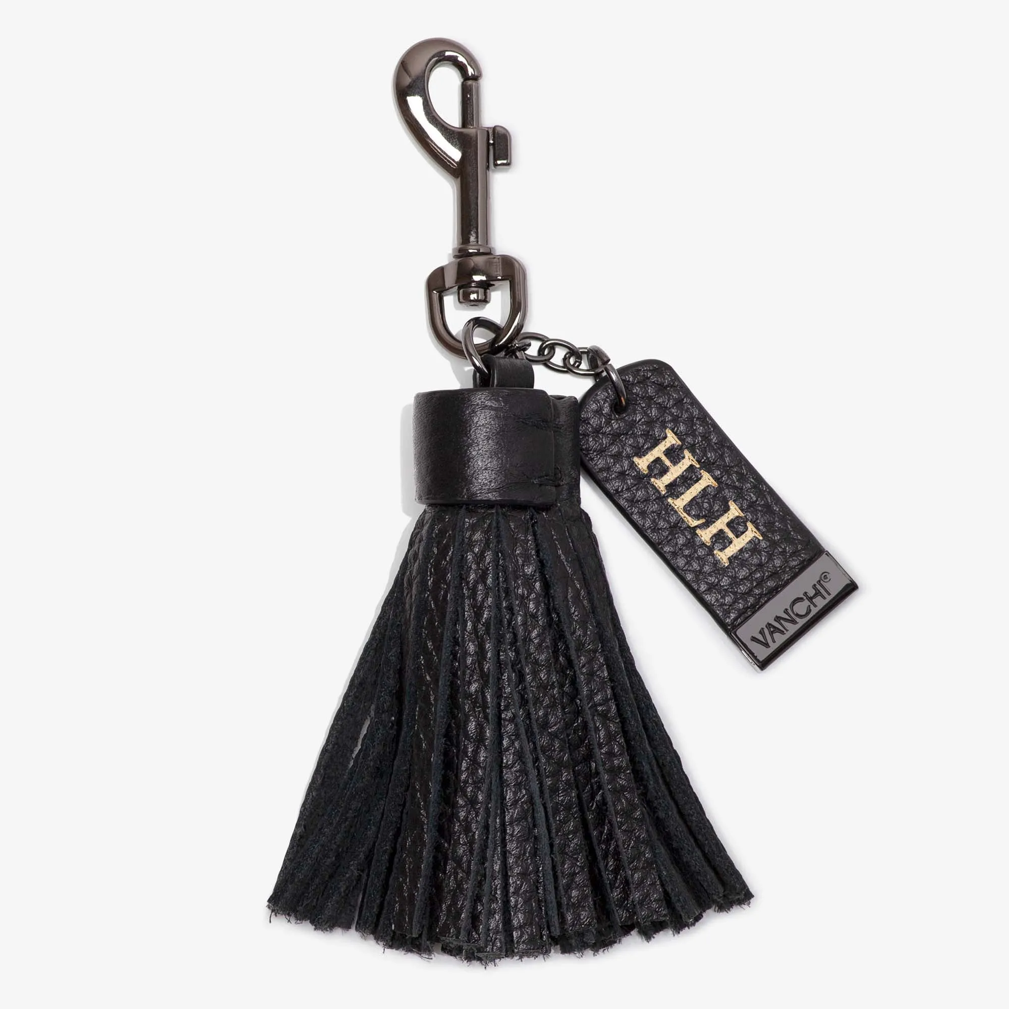 Leather Key Ring/ Bag Tassel  Black Mini Card Wallet