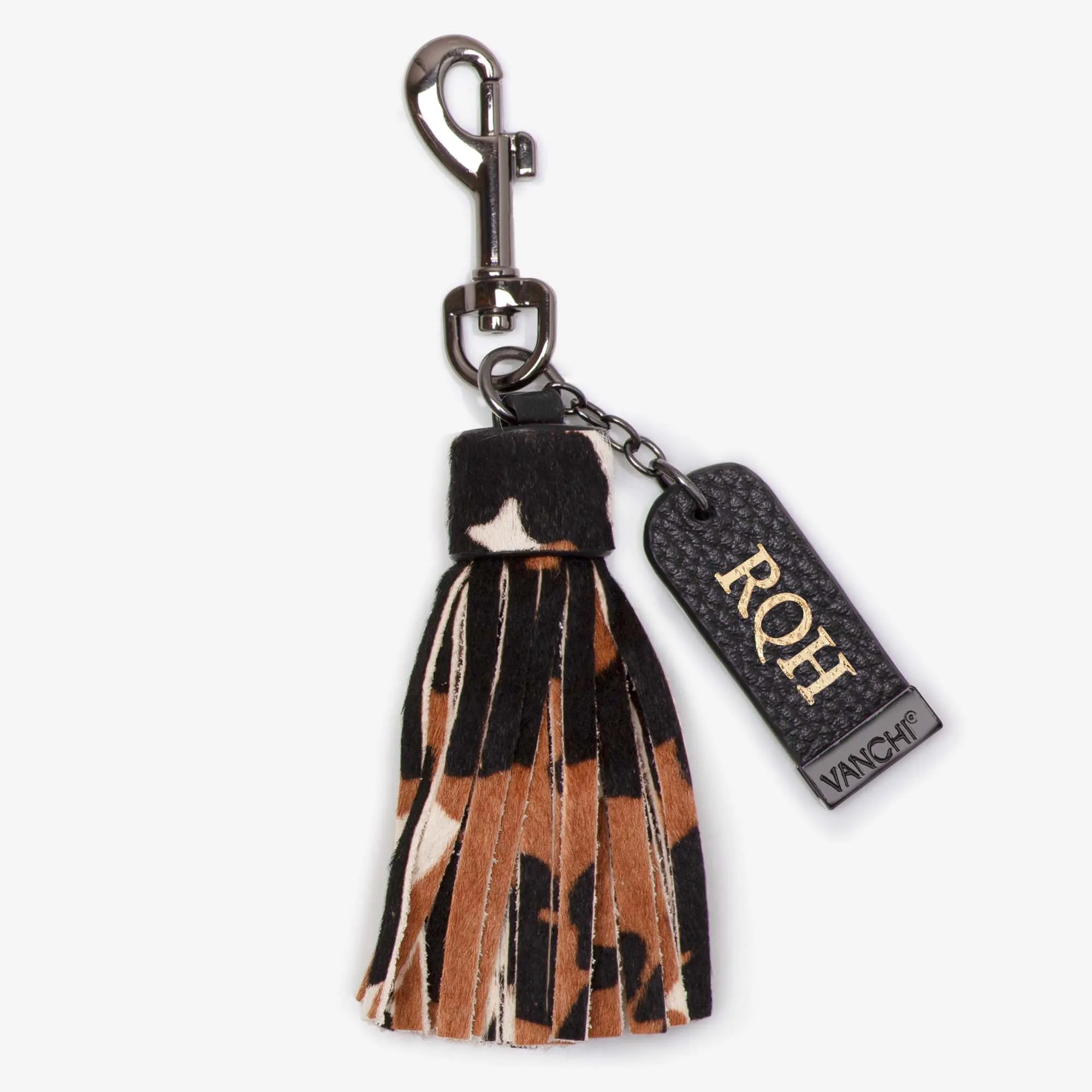 Leather Key Ring/ Bag Tassel  Black Mini Card Wallet