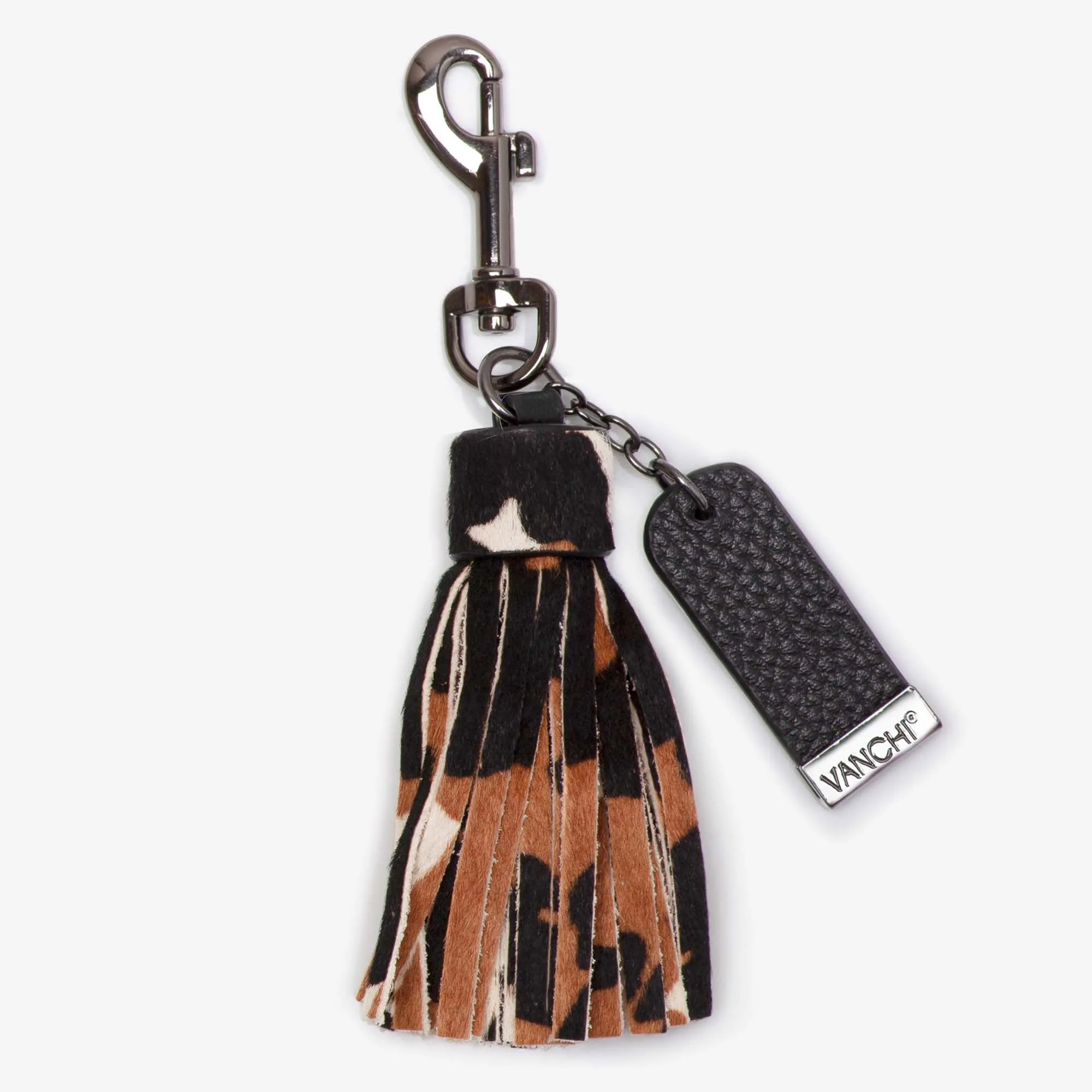 Leather Key Ring/ Bag Tassel  Black Mini Card Wallet