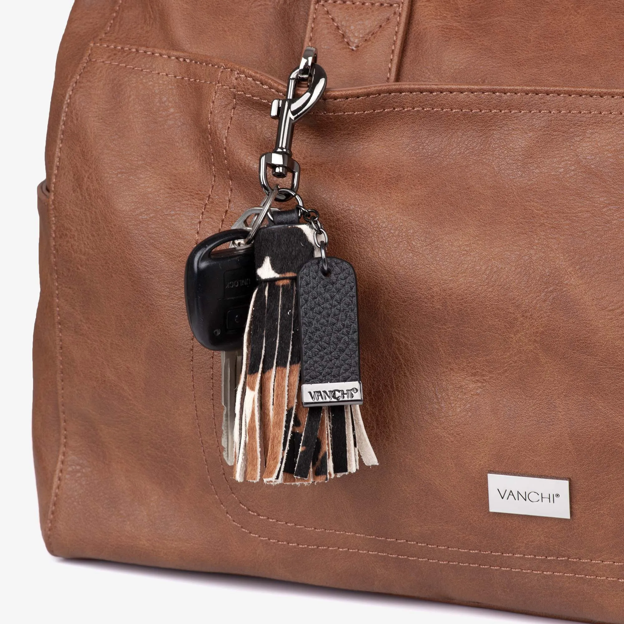 Leather Key Ring/ Bag Tassel  Black Mini Card Wallet