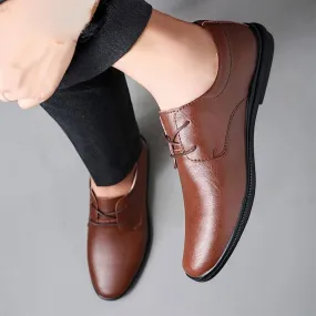 Leather Lace Up Oxford Dress Shoes for Men Comfortable Business Formal Loafers Round Toe Non Slip Office Wedding Tuxedo Shoes