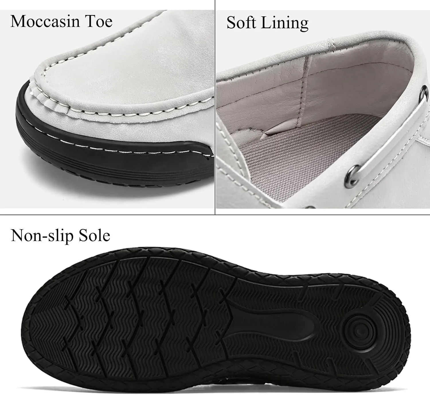 Lossarye Men's Leather 2 Eye Boat Shoes Moccasin Toe Casual Lace Up Driving Loafers Comfortable Slip On Walking Boat Shoes