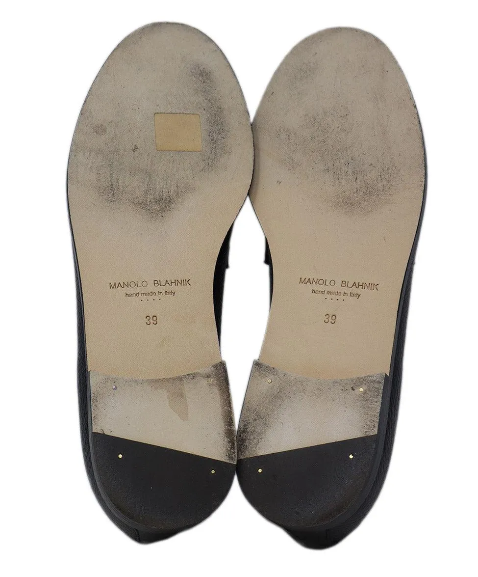 Manolo Blahnik Black Leather Loafers sz 9