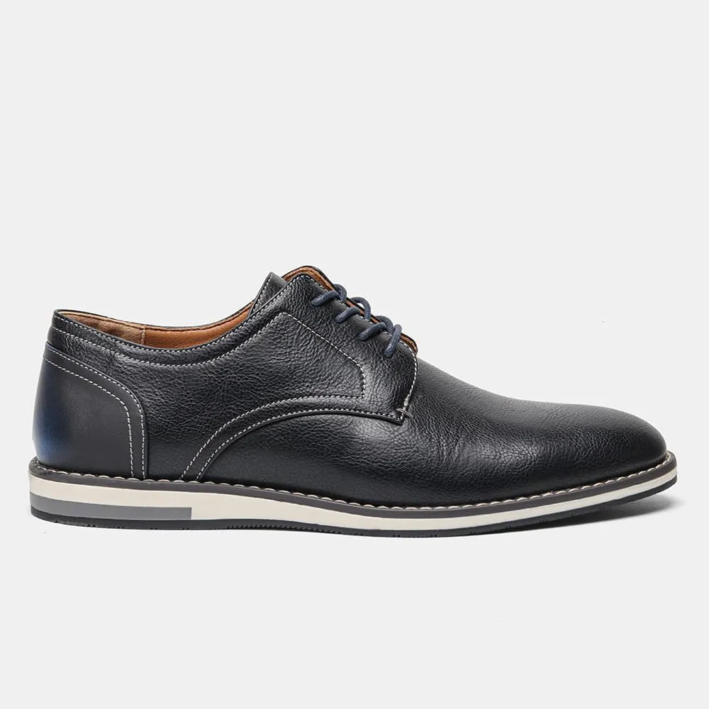 Men's Comfortable Dress Shoes, Flat Non Slip Casual Derby Oxford Shoes, Leather Stitching Lace-up Business Sneakers