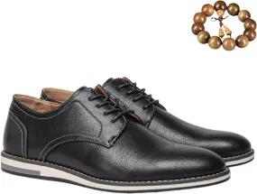 Men's Comfortable Dress Shoes, Flat Non Slip Casual Derby Oxford Shoes, Leather Stitching Lace-up Business Sneakers