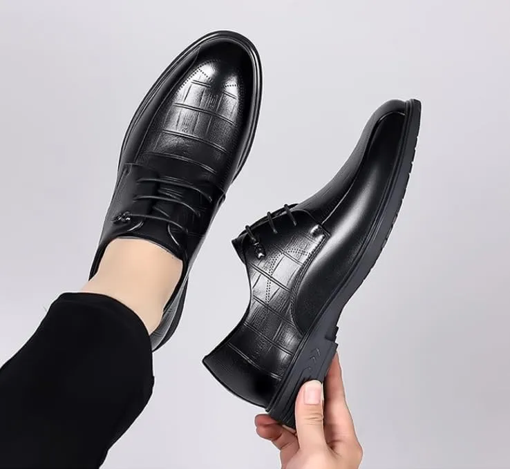 Men's Genuine Leather Oxford Shoes Men Classic Pointed Toe Dress Shoes Comfortable Lace-Up Derby Shoes for Men(10)