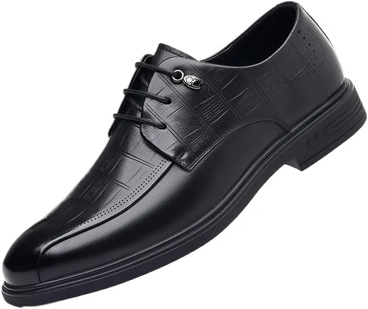 Men's Genuine Leather Oxford Shoes Men Classic Pointed Toe Dress Shoes Comfortable Lace-Up Derby Shoes for Men(10)